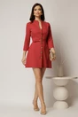 Rochie DY Fashion scurta caramizie cu inchidere cu nasturi si curea in talie, 3, dyfashion.ro