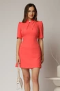Rochie DY Fashion scurta corai cu guler dublu si detaliu inima, 1, dyfashion.ro