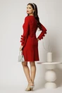 Rochie DY Fashion scurta din catifea fixa bordo cu funde pe maneci, 2, dyfashion.ro