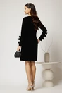 Rochie DY Fashion scurta din catifea fixa neagra cu funde pe maneci, 2, dyfashion.ro