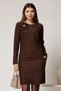 Rochie DY Fashion scurta din catifea reiata maro, 1, dyfashion.ro