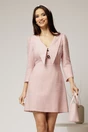 Rochie DY Fashion scurta din tweed roz cu gulerul ascutit si nasturi la bust, 1, dyfashion.ro