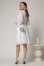 Rochie DY Fashion scurta din voal alb cu decolteu petrecut si cordon in talie, 2, dyfashion.ro