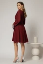 Rochie DY Fashion scurta din voal bordo cu decolteu petrecut si cordon in talie, 2, dyfashion.ro