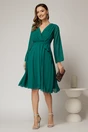 Rochie DY Fashion scurta din voal verde cu decolteu petrecut si cordon in talie, 3, dyfashion.ro