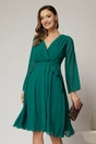Rochie DY Fashion scurta din voal verde cu decolteu petrecut si cordon in talie, 1, dyfashion.ro