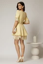 Rochie DY Fashion scurta galbena cu dantela la fusta si maneci, 2, dyfashion.ro