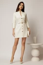 Rochie DY Fashion scurta ivoar cu inchidere cu nasturi si curea in talie, 3, dyfashion.ro