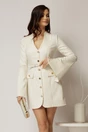Rochie DY Fashion scurta ivoar cu maneci crapate cu dantela, 1, dyfashion.ro