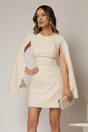 Rochie DY Fashion scurta ivoar cu maneci lungi crapate si aplicatii la decolteu, 1, dyfashion.ro