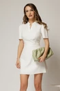 Rochie DY Fashion scurta ivoar cu mic decupaj in V la decolteu si fusta tip A, 1, dyfashion.ro