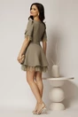 Rochie DY Fashion scurta kaki cu dantela la fusta si maneci, 2, dyfashion.ro