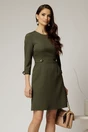 Rochie DY Fashion scurta kaki cu nasturi decorativi pe talie si maneci, 1, dyfashion.ro