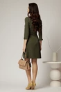 Rochie DY Fashion scurta kaki cu nasturi decorativi pe talie si maneci, 2, dyfashion.ro
