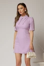 Rochie DY Fashion scurta lila cu guler dublu si detaliu inima, 1, dyfashion.ro