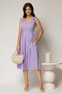 Rochie DY Fashion scurta lila din poplin cu funde pe umeri, 3, dyfashion.ro