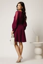 Rochie DY Fashion scurta magenta din stofa in clini cu maneci din tull cu buline, 3, dyfashion.ro