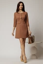 Rochie DY Fashion scurta maro cu nasturi pe bust si fusta tip A, 3, dyfashion.ro