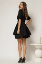 Rochie DY Fashion scurta neagra clos cu dantela la maneci si fusta, 2, dyfashion.ro
