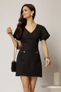 Rochie DY Fashion scurta neagra cu croi drept si buzunare pe fusta, 1, dyfashion.ro