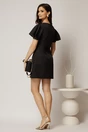 Rochie DY Fashion scurta neagra cu croi drept si buzunare pe fusta, 2, dyfashion.ro