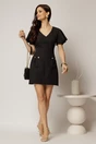 Rochie DY Fashion scurta neagra cu croi drept si buzunare pe fusta, 3, dyfashion.ro