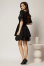 Rochie DY Fashion scurta neagra cu dantela la fusta si maneci, 2, dyfashion.ro