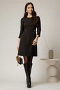 Rochie DY Fashion scurta neagra cu nasturi decorativi pe talie si maneci, 3, dyfashion.ro