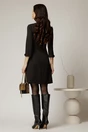 Rochie DY Fashion scurta neagra cu nasturi decorativi pe talie si maneci, 2, dyfashion.ro