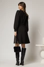 Rochie DY Fashion scurta neagra cu nasturi pe bust si fusta tip A, 2, dyfashion.ro