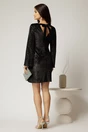 Rochie DY Fashion scurta neagra din catifea cu paiete si funda la spate, 2, dyfashion.ro