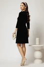 Rochie DY Fashion scurta neagra din catifea fixa cu funda perla, 2, dyfashion.ro
