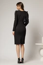 Rochie DY Fashion scurta neagra office conica cu decolteu in V si funda, 2, dyfashion.ro