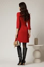 Rochie DY Fashion scurta rosie cu nasturi decorativi pe talie si maneci, 2, dyfashion.ro