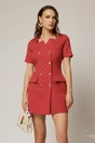 Rochie DY Fashion scurta rosu caramiziu tip sacou cu maneci scurte, 1, dyfashion.ro