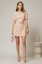 Rochie DY Fashion scurta roz cu buzunare pe fusta si maneci scurte, 3, dyfashion.ro