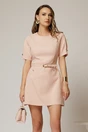 Rochie DY Fashion scurta roz cu buzunare pe fusta si maneci scurte, 1, dyfashion.ro