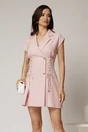 Rochie DY Fashion scurta roz cu croi cambrat tip sacou si snur pe talie, 1, dyfashion.ro