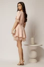 Rochie DY Fashion scurta roz cu dantela la fusta si maneci, 2, dyfashion.ro