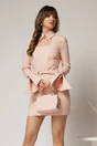 Rochie DY Fashion  scurta roz cu guler tip camasa si accesoriu, 1, dyfashion.ro