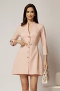Rochie DY Fashion scurta roz cu inchidere cu nasturi si curea in talie, 1, dyfashion.ro