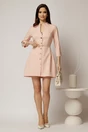 Rochie DY Fashion scurta roz cu inchidere cu nasturi si curea in talie, 3, dyfashion.ro