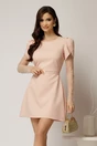 Rochie DY Fashion scurta roz cu maneci din dantela si curea in talie, 1, dyfashion.ro