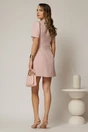Rochie DY Fashion scurta roz cu mic decupaj in V la decolteu si fusta tip A, 2, dyfashion.ro