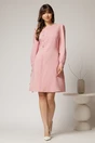 Rochie DY Fashion scurta roz cu nasturi pe bust si fusta tip A, 3, dyfashion.ro