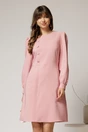Rochie DY Fashion scurta roz cu nasturi pe bust si fusta tip A, 1, dyfashion.ro