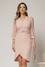 Rochie DY Fashion scurta roz cu talia impletita si maneci bufante, 1, dyfashion.ro