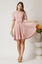 Rochie DY Fashion scurta roz in clos cu funda in talie, 3, dyfashion.ro