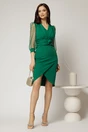 Rochie DY Fashion scurta verde cu talia impletita si maneci bufante, 3, dyfashion.ro