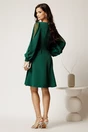 Rochie DY Fashion scurta verde din stofa in clini cu maneci din tull cu buline, 3, dyfashion.ro